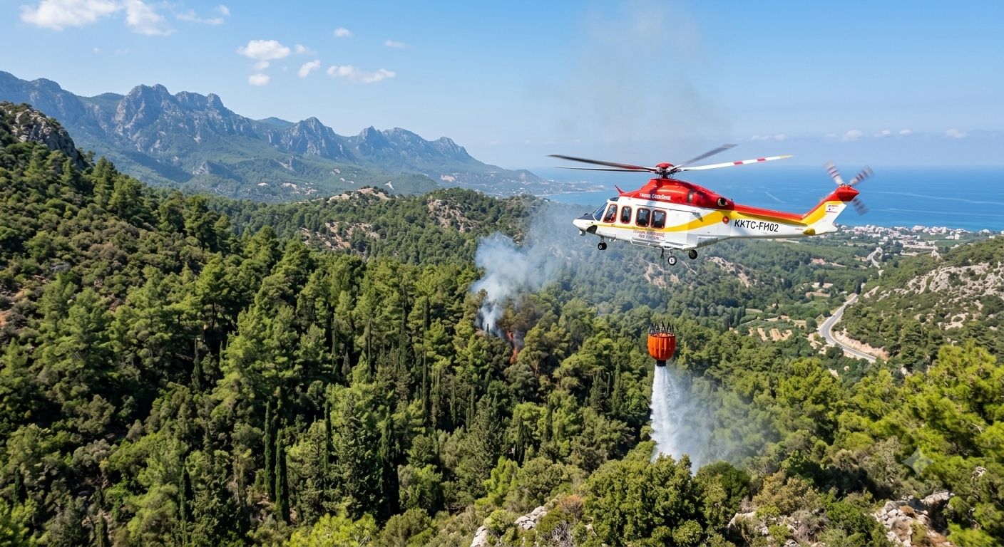 KKTC'ye Yangın Helikopteri Geldi